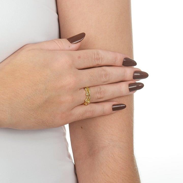 ANEL COM HASTES DE CORAÇÃO COM ZIRCÔNIAS