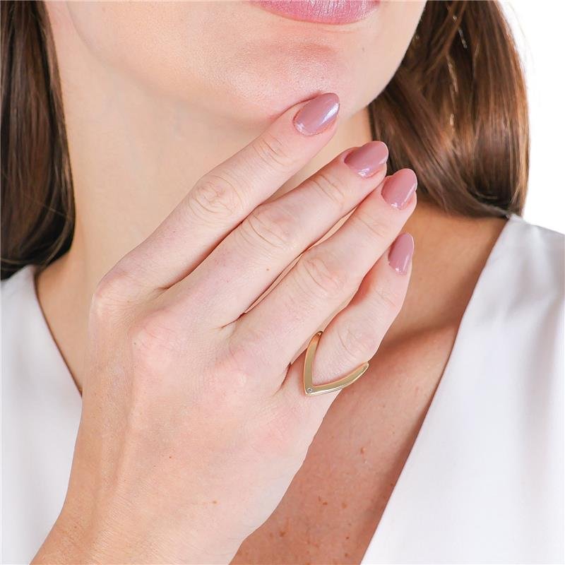 ANEL FORMATO 'V' COM 1 ZIRCONIA - 001-02007