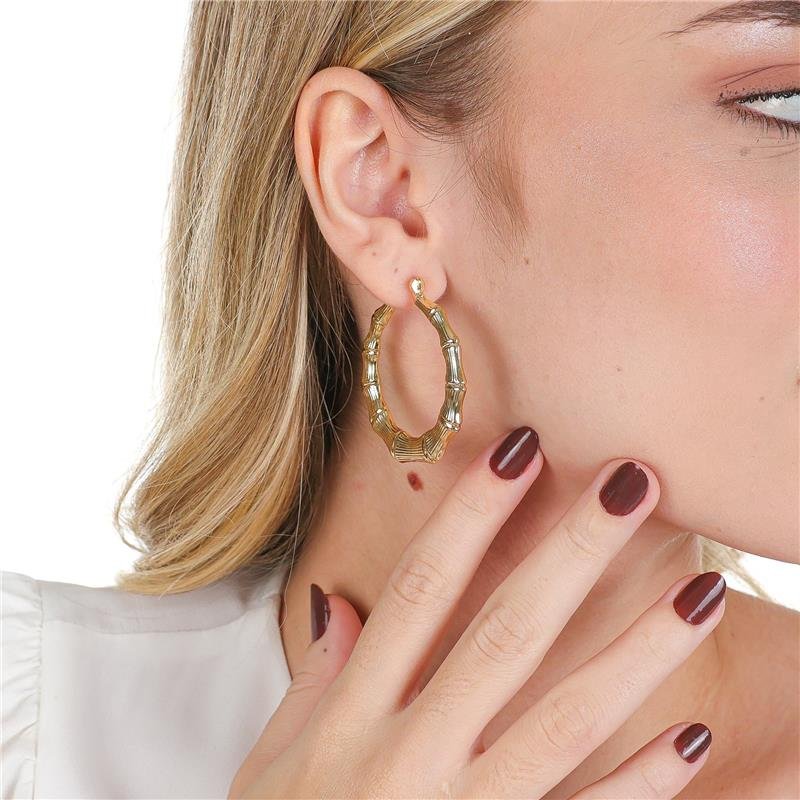 ARGOLA 4,4CM FRISADA EM GOMOS 4MM FECHO ITALIANO