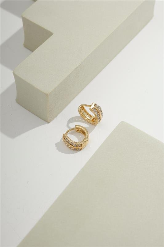 ARGOLA 1,2CM COM DUAS HASTES EM ZIRCÔNIAS E FECHO CLICK