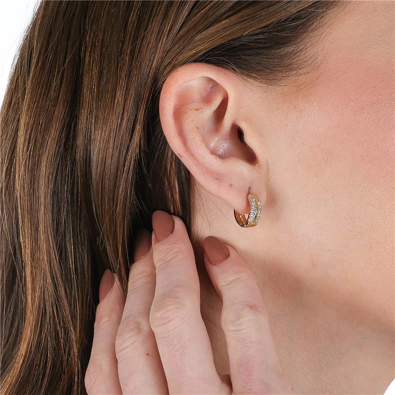 ARGOLA 1,2CM COM DUAS HASTES EM ZIRCÔNIAS E FECHO CLICK