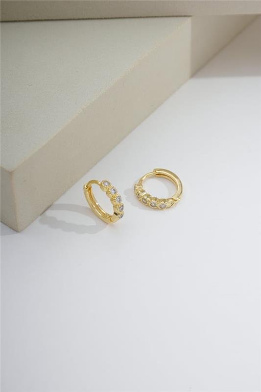 ARGOLA 1,2CM COM ZIRCÔNIAS DE 2MM E FECHO CLICK