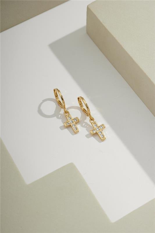 ARGOLA 1CM COM CRUZ DE ZIRCÔNIAS DE 1CM