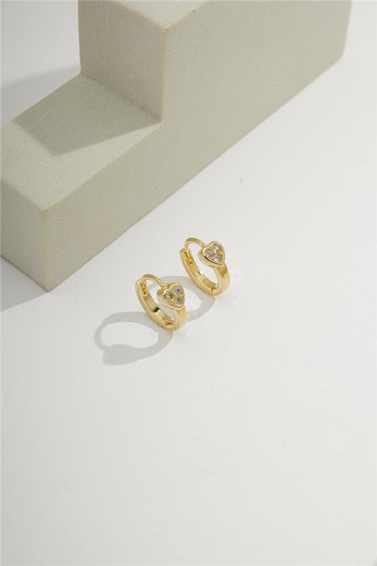 ARGOLA 1,2CM COM CORAÇÃO DE ZIRCÔNIAS E FECHO CLICK