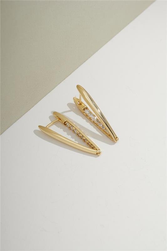 BRINCO 3,3CM HASTE FASHION COM ZIRCÔNIAS E FECHO CLICK