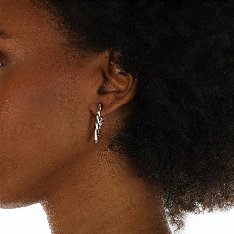 BRINCO 3,3CM HASTE FASHION COM ZIRCÔNIAS E FECHO CLICK