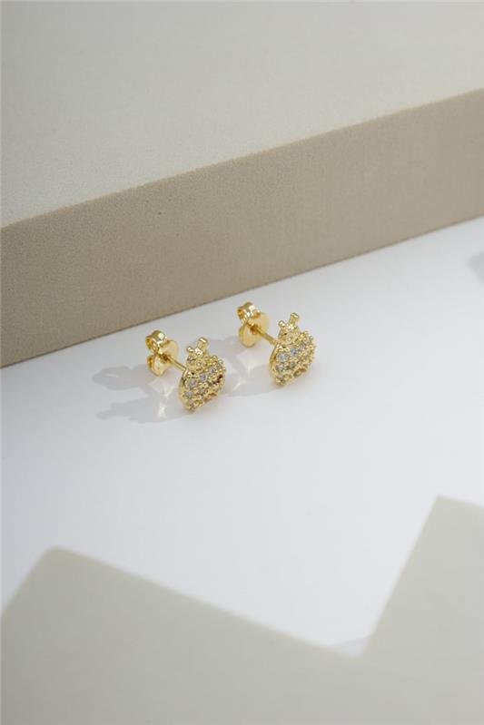 BRINCO 1CM DE JOANINHA COM ZIRCÔNIAS