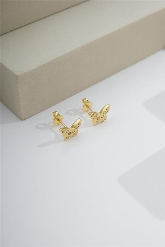 BRINCO 1CM DE BORBOLETA COM ZIRCÔNIAS