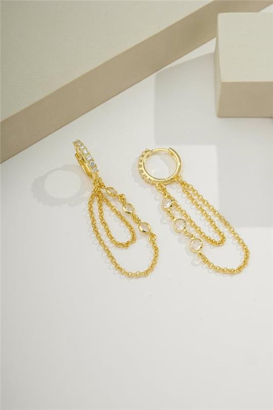 BRINCO 1,5CM COM ZIRCÔNIAS E DE CORRENTE E ZIRCÔNIAS TIFFANY PENDURADAS