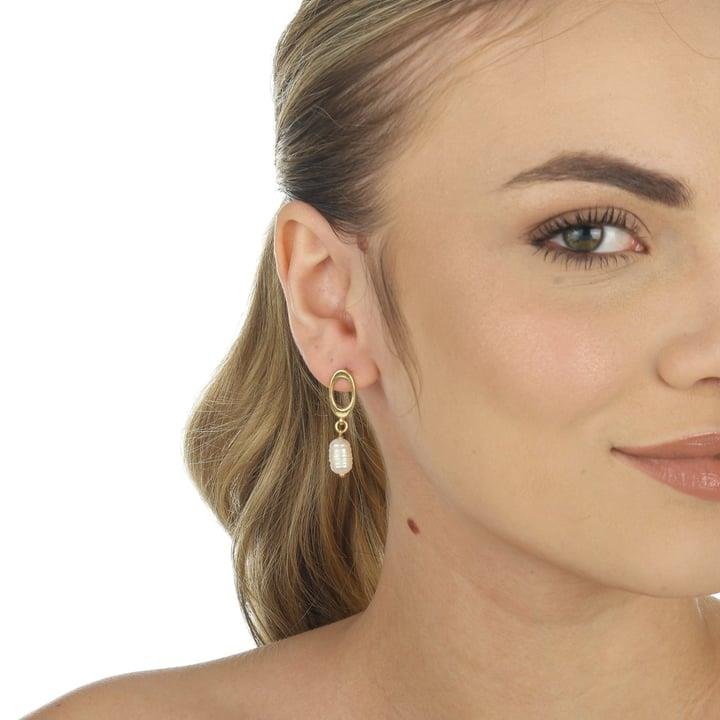 ARGOLA 3CM COM HASTE E PÉROLA 10X7MM - BRB-01218