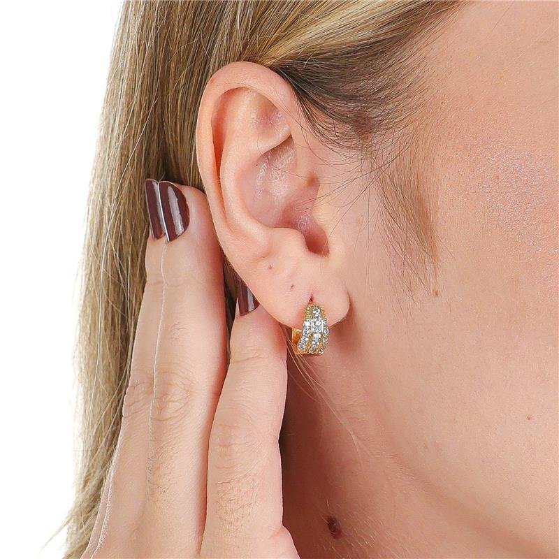 ARGOLA 1,3CM COM 3 FILEIRAS DE ZIRCÔNIAS E FECHO CLICK - 002-01276