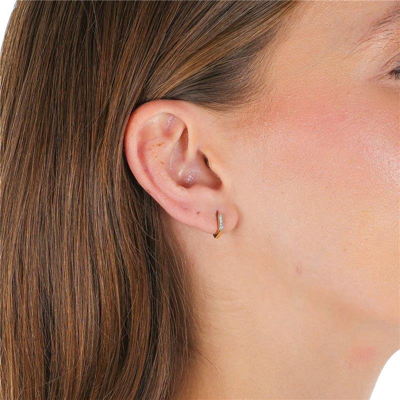 ARGOLA 1CM PENTÁGONO COM MICROZIRCÔNIAS 2MM