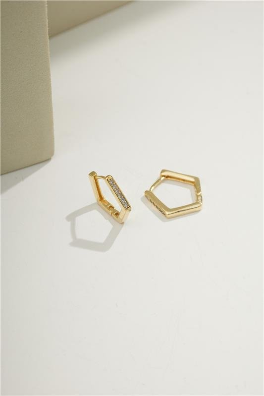 ARGOLA 1,4CM PENTÁGONO COM MICROZIRCÔNIAS 2MM