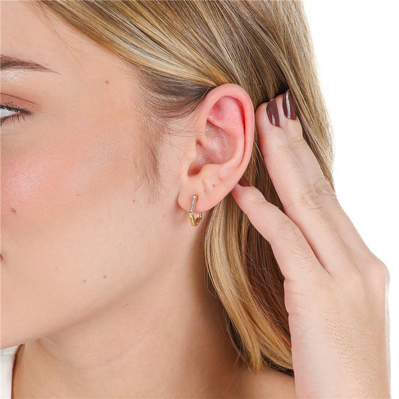 ARGOLA 1,4CM PENTÁGONO COM MICROZIRCÔNIAS 2MM