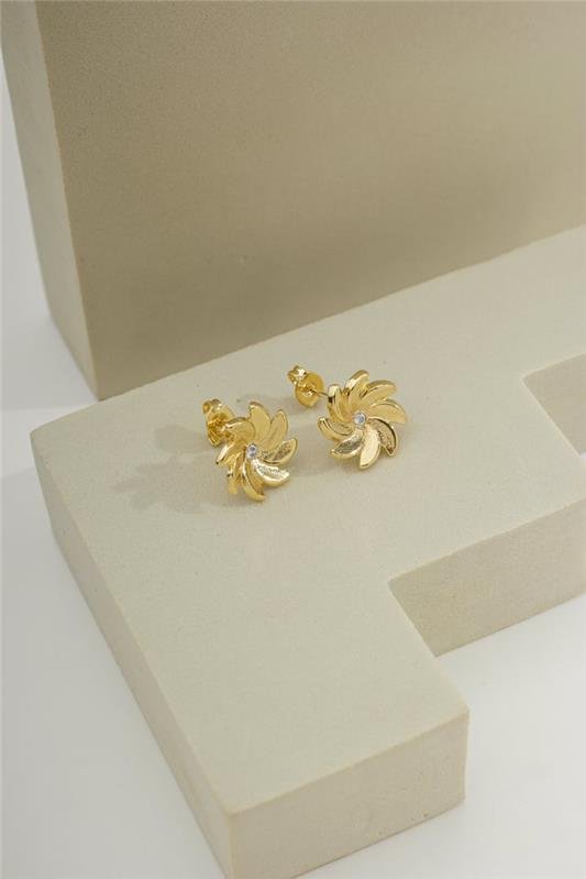 BRINCO FLOR CATAVENTO COM PEDRA