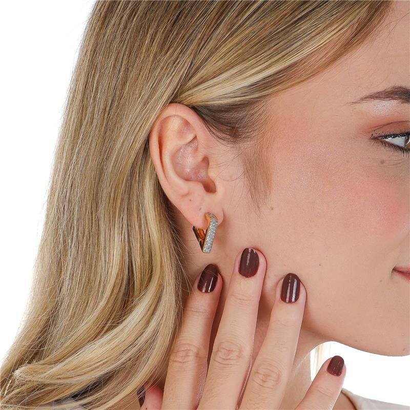 ARGOLA EM V COM 2CM DE CLICK COM MICROZIRCÔNIAS