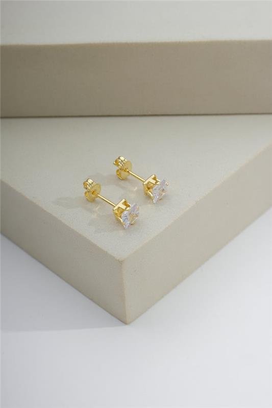 BRINCO DE ZIRCÔNIA SOLITÁRIA QUADRADA DE 5MM