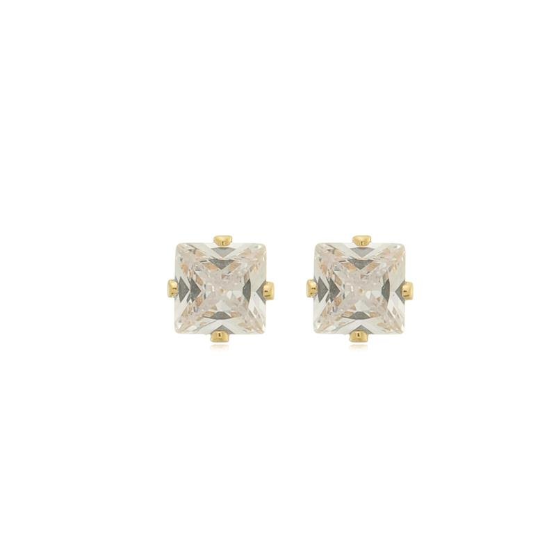 BRINCO DE ZIRCÔNIA SOLITÁRIA QUADRADA DE 5MM