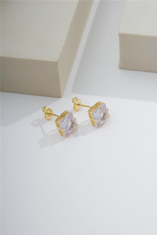 BRINCO DE ZIRCÔNIA QUADRADA 8X8MM