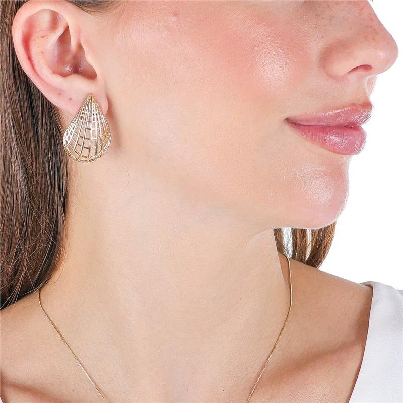 BRINCO FORMATO GOTA COM DETALHES VAZADOS 3,2 CM - 002-03045