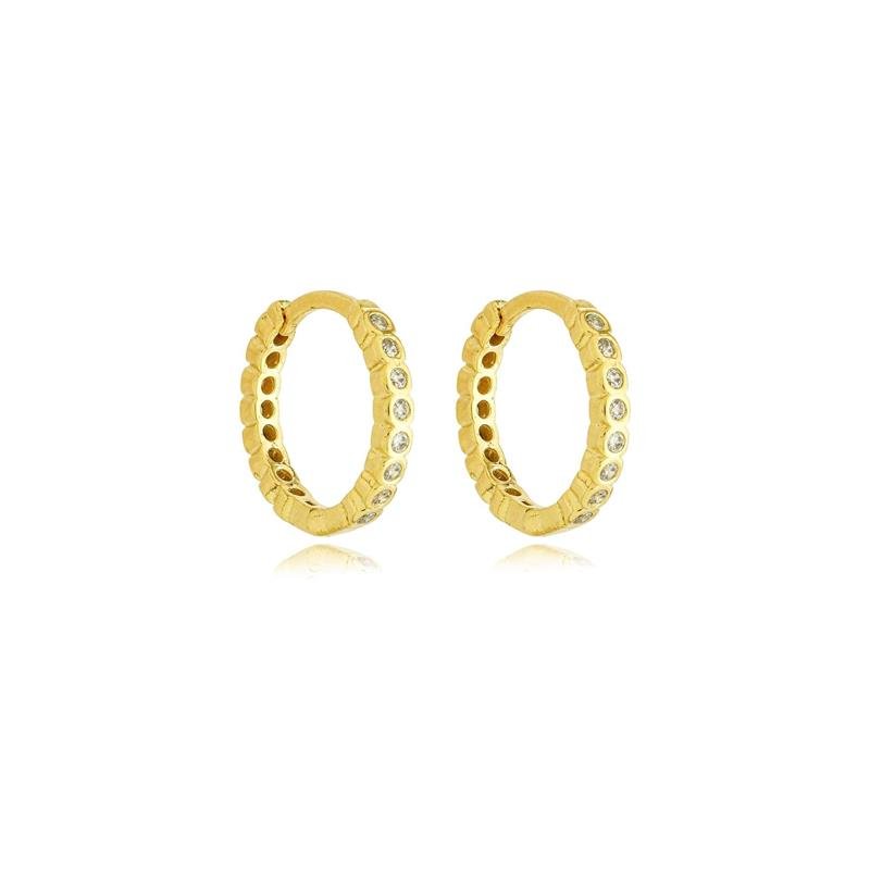 ARGOLA 1,3CM COM ZIRCÔNIA CRAVAÇÃO INGLESA FECHO CLICK - 002-03081