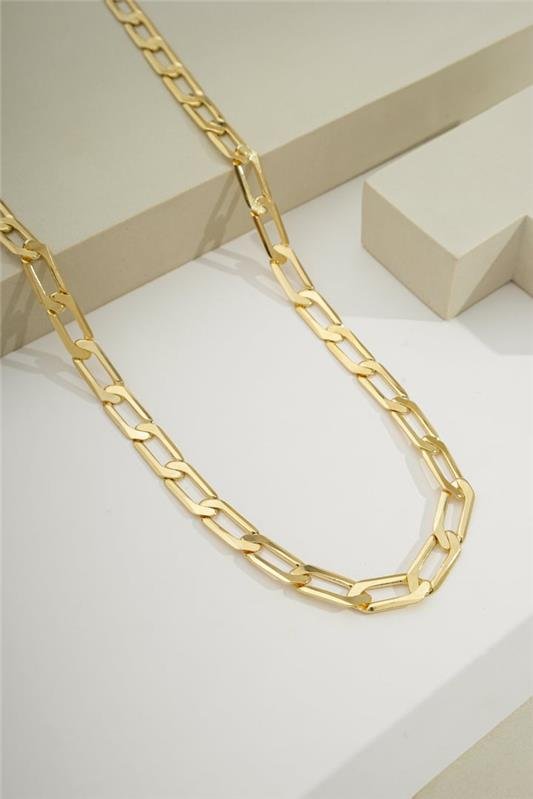 COLAR DE CORRENTE DE ELOS EM FORMATO DE DIAMANTE