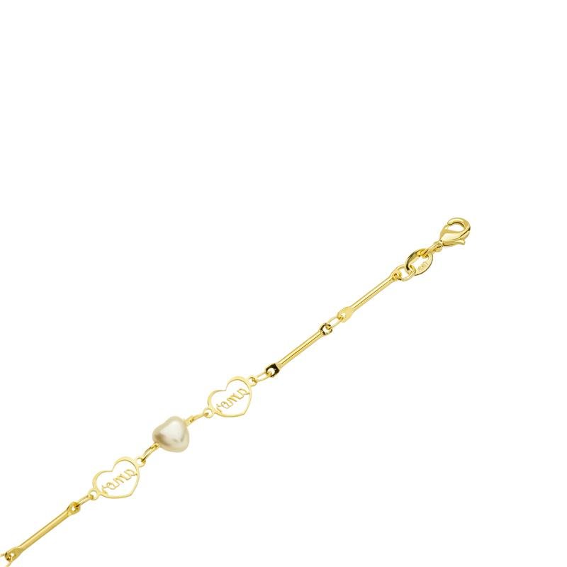 CORRENTE CORRENTE C/ PÉROLA CORAÇÃO E CORAÇÃO AMOR 6,3MM DE LARGURA X 3,8MM DE ESPESSURA