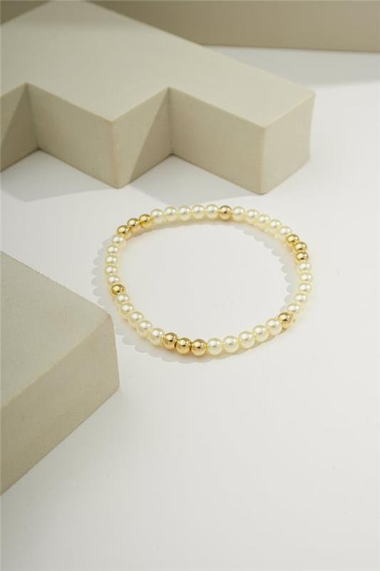 PULSEIRA DE BOLINHAS E PÉROLAS DE 4MM AJUSTÁVEL