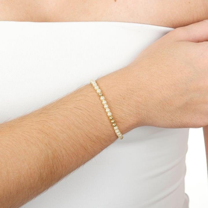 PULSEIRA DE BOLINHAS E PÉROLAS DE 4MM AJUSTÁVEL