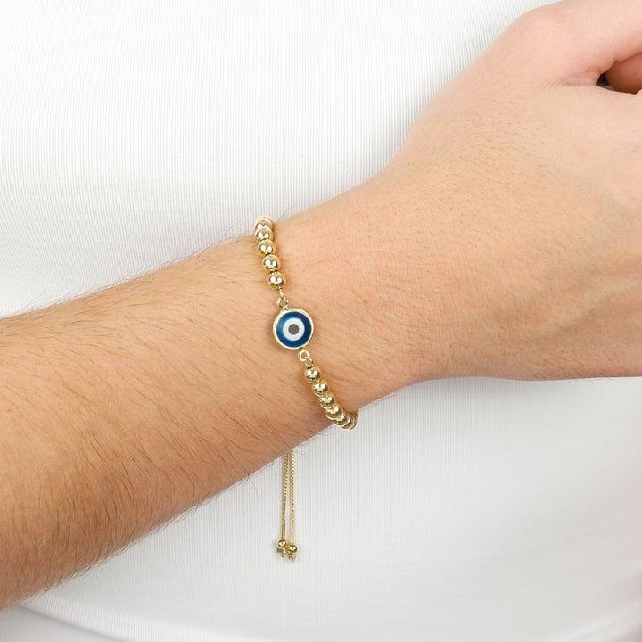 PULSEIRA DE BOLINHAS COM OLHO GREGO