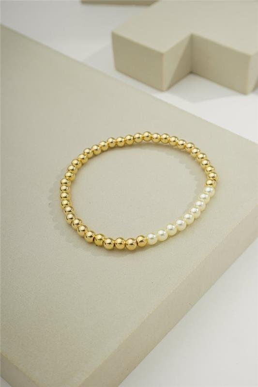 PULSEIRA DE BOLINHAS E PÉROLAS DE 4MM AJUSTÁVEL