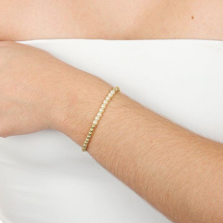 PULSEIRA DE BOLINHAS E PÉROLAS DE 4MM AJUSTÁVEL