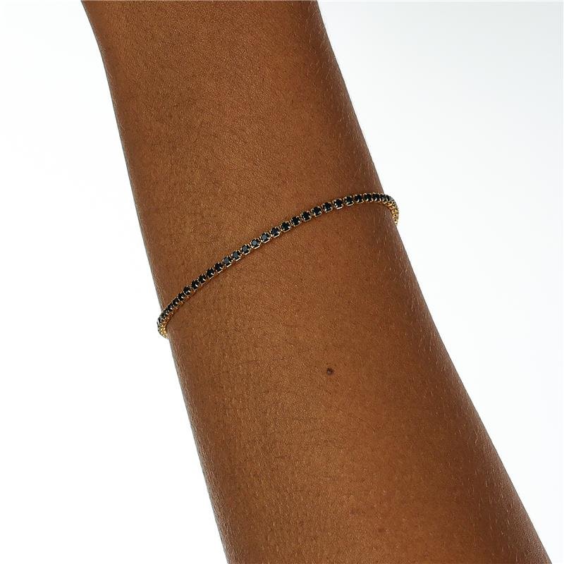 PULSEIRA RIVIERA COM ZIRCONIA PRETA E FECHO GAVETA 18 CM