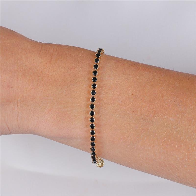 PULSEIRA RIVIERA ZIRCONIA 3.0MM PRETA FECHO GAVETA COM 18 CM