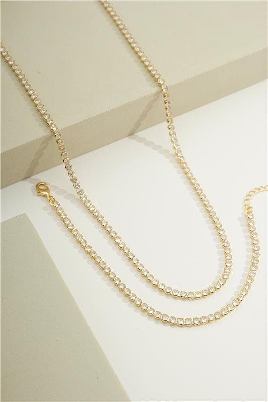 COLAR ZIRCONIA REDONDA 3 MM COM 36 CM