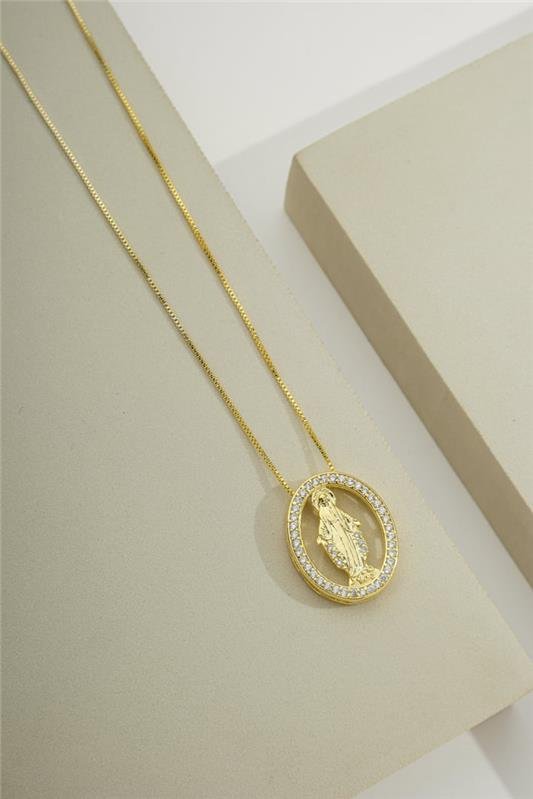 COLAR COM NOSSA SENHORA E MICROZIRCÔNIAS