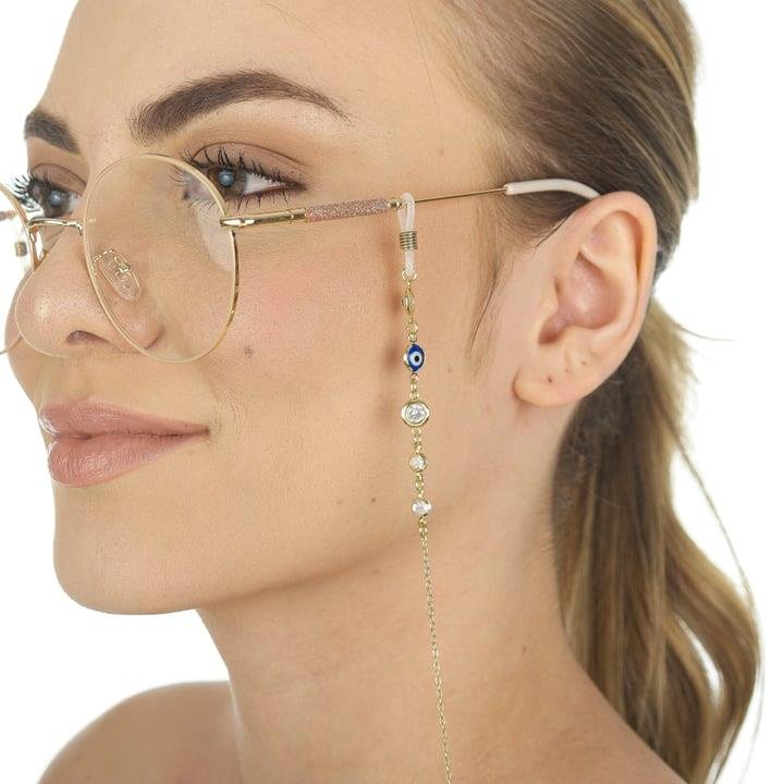 GLASS CHAIN COM OLHO GREGO E ZIRCÔNIA TIFFANY