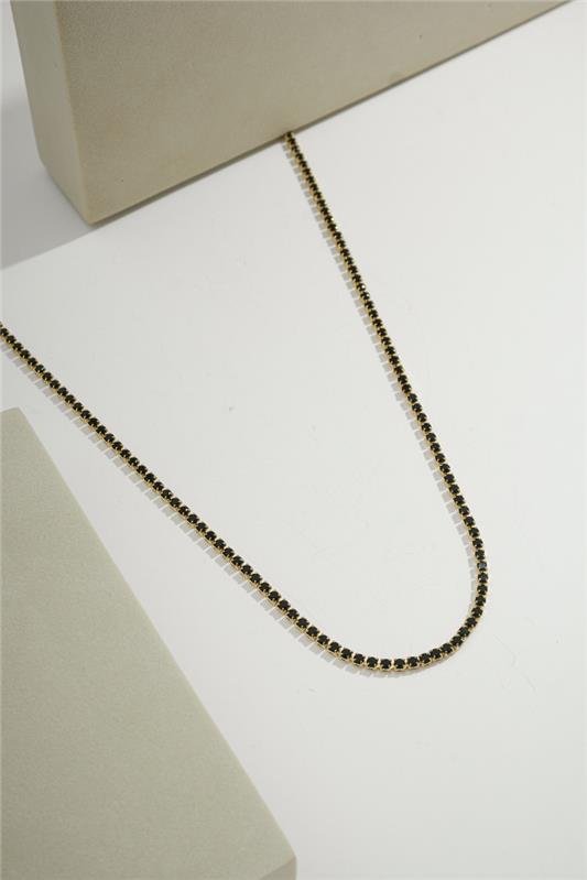 COLAR RIVIERA ZIRCONIA PRETA COM FECHO GAVETA 36 CM