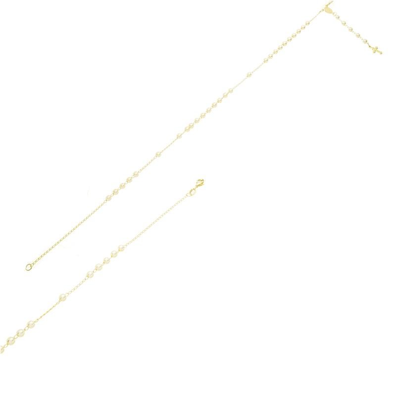 TERÇO DE PÉROLA 4MM/CRUZ TRABALHADA