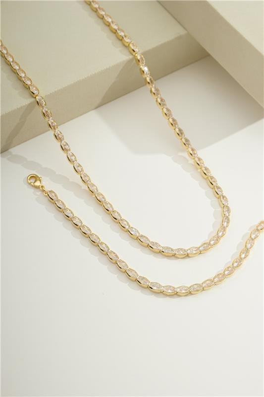 COLAR RIVIERA COM 36 CM ZIRCONIA OVAL 3X6 - 005-01012