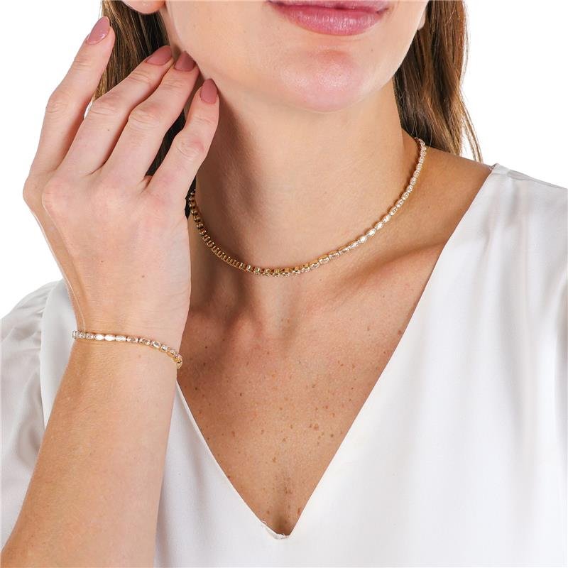 COLAR RIVIERA COM 36 CM ZIRCONIA OVAL 3X6 - 005-01012