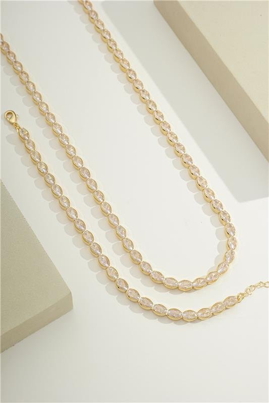 COLAR RIVIERA COM 36 CM ZIRCONIA OVAL 5X10 - 005-01013