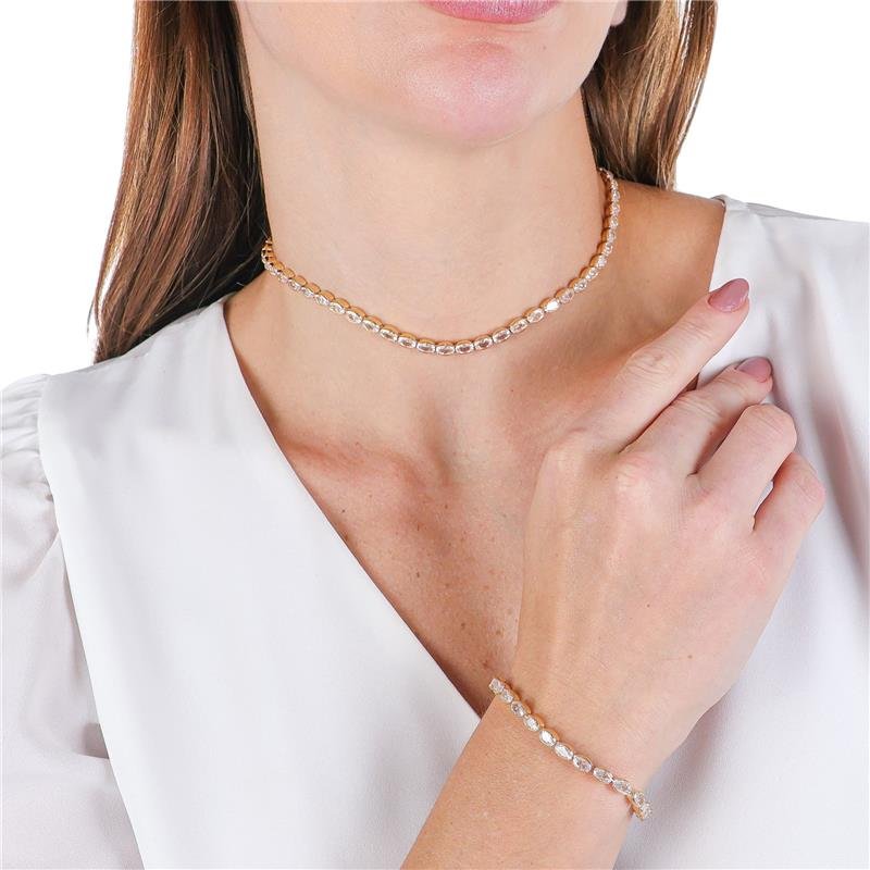 COLAR RIVIERA COM 36 CM ZIRCONIA OVAL 5X10 - 005-01013