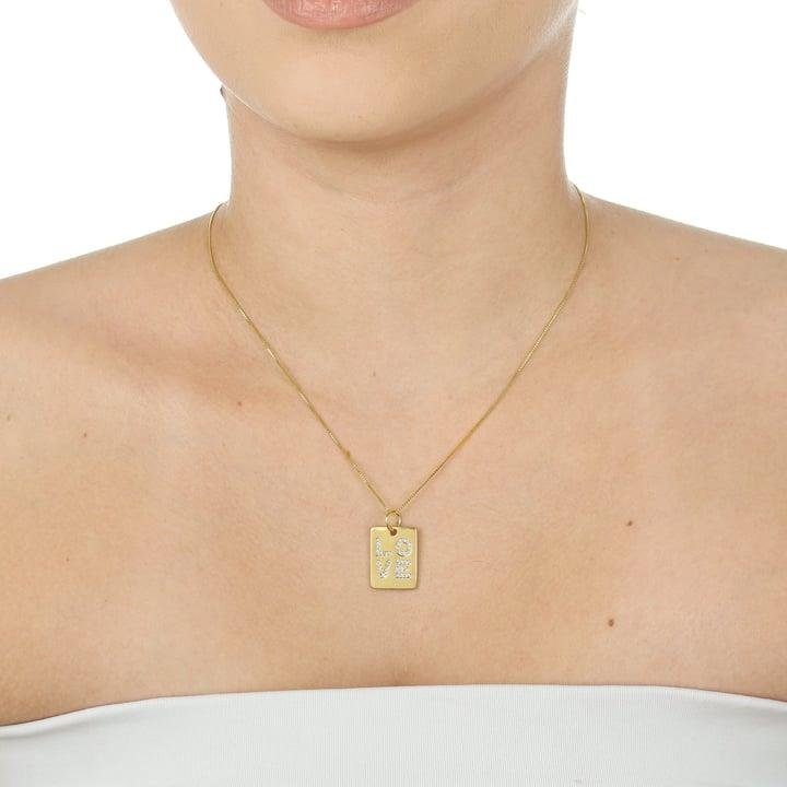 PINGENTE 1,9CM PLAQUINHA COM LOVE CRAVEJADO