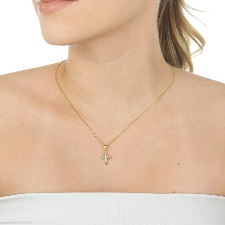 PINGENTE 1,4CM CRUZ COM ZIRCÔNIAS