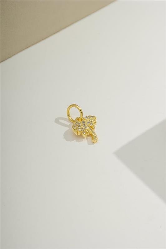 PINGENTE 1,4CM COQUEIRO COM FOLHAS CRAVEJADAS COM MICROZIRCÔNIAS