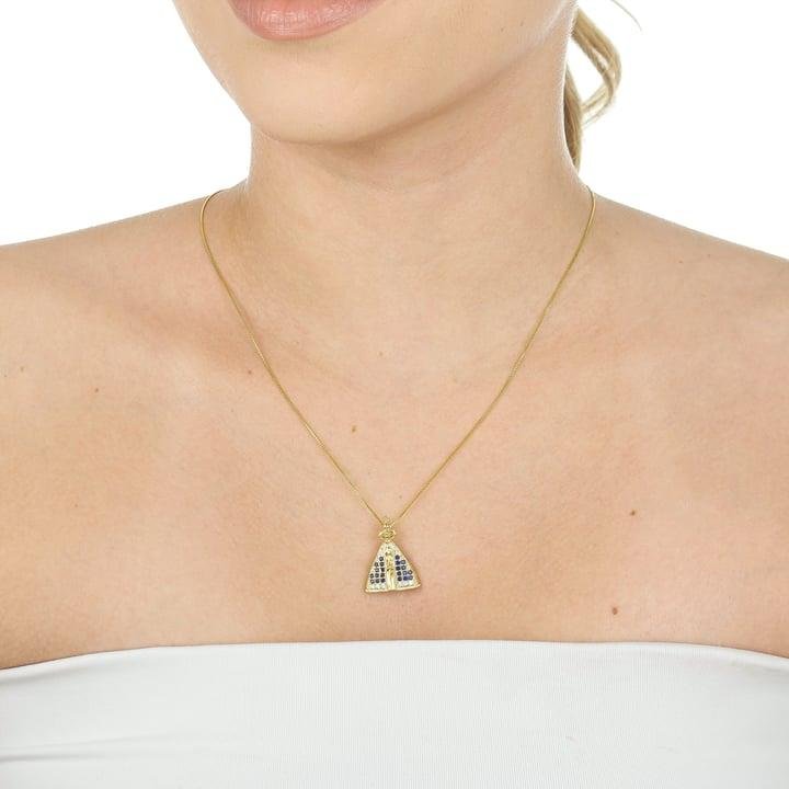 PINGENTE DE NOSSA SENHORA COM MICROZIRCÔNIAS