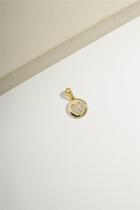 PINGENTE MEDALHINHA COM CORAÇÃO DE ZIRCÔNIAS