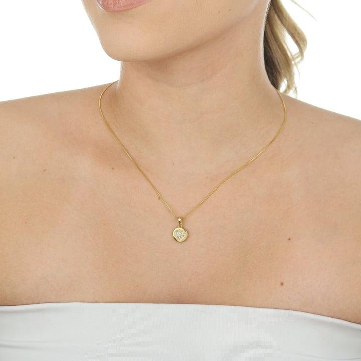 PINGENTE MEDALHINHA COM CORAÇÃO DE ZIRCÔNIAS