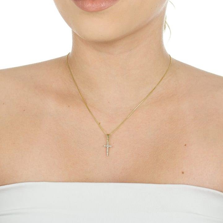 PINGENTE 1,5CM CRUZ CRAVEJADA COM ZIRCÔNIAS